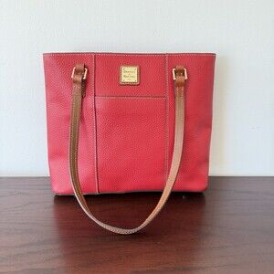 Authentic Dooney & Bourke Pebble Grain Lexington Shopper Tote Red Tan NWT